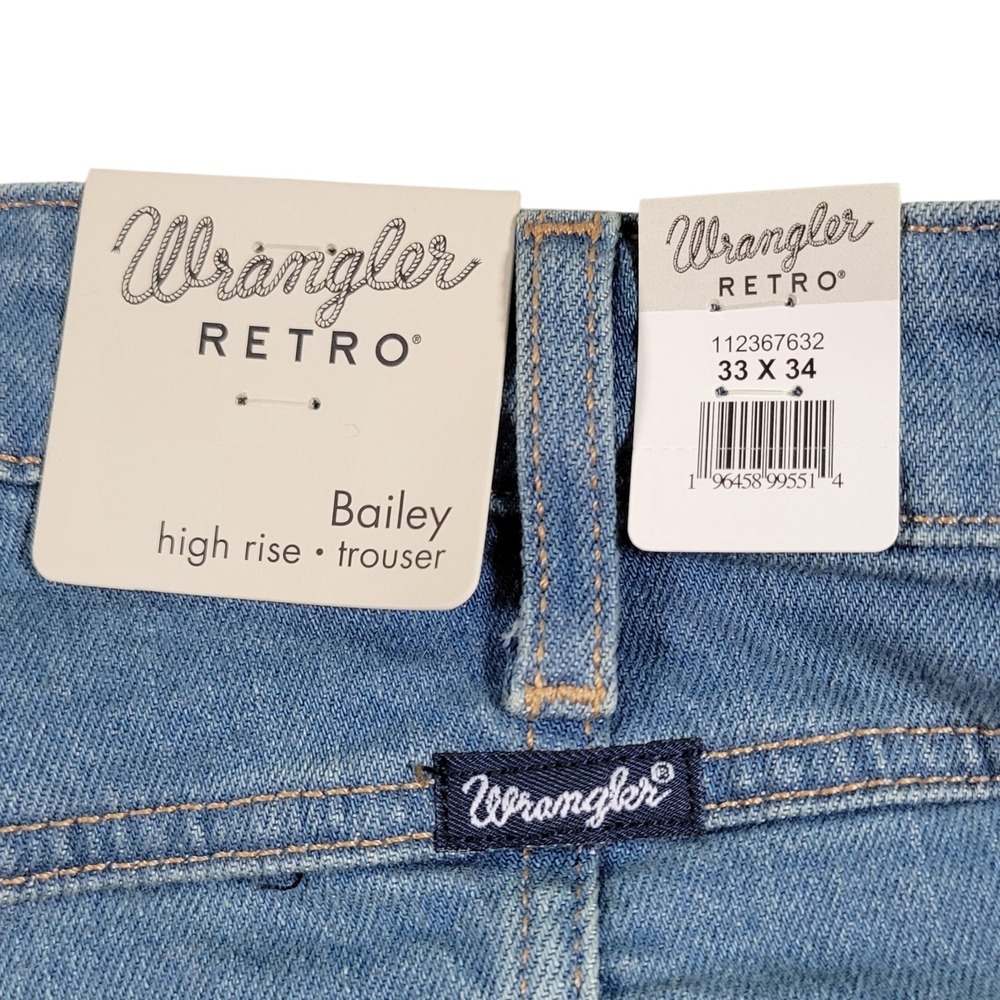 Wrangler Retro Bailey Trouser Women 33x34 Blue Denim High Rise Flare Leg Western - Picture 6 of 10